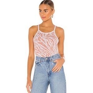 SUNDRY Zebra Strappy Tank in Bone